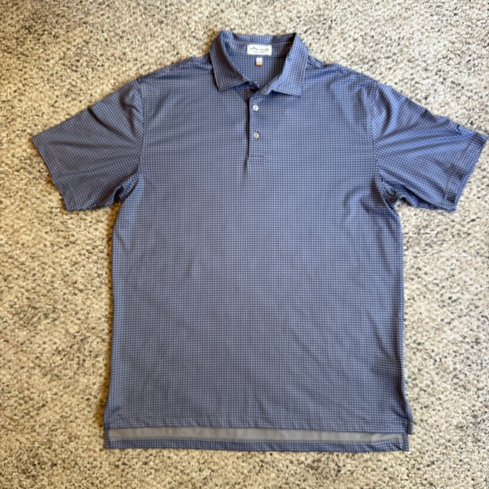 Peter Millar Summer Comfort Performance Golf Polo Shirt Men’s L Blue Checkered